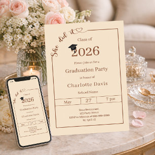 Convites Champagne da festa de formatura Ela conseguiu