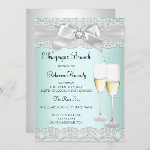 Convites Champagne de renda branca da Elegante Brunch