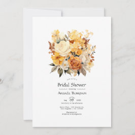 Convites Champagne e Ivory Floral Chá de panela