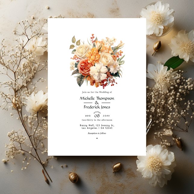 Convites Champagne e Ivory Floral Invitation (Criador carregado)