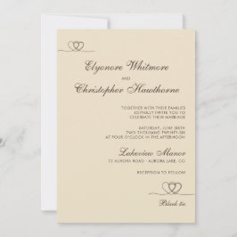 Convites Champagne Elegant Chic Calligraphy Wedding