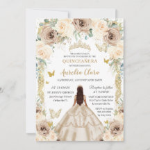 Champagne Floral Vintage Dourada Quinceañera