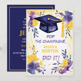 Convites 🎓Champagne Flores de Formatura