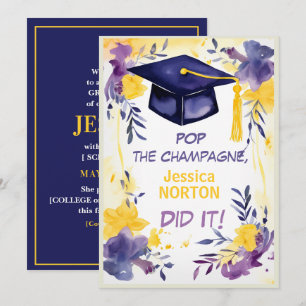 Convites 🎓Champagne Flores de Formatura