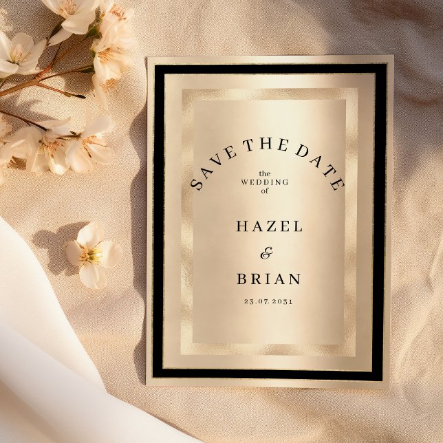 Convites Champagne Gold Black Glamour Luxury Save the Date (Champagne Gold Black Glamour Luxury Save the Date )