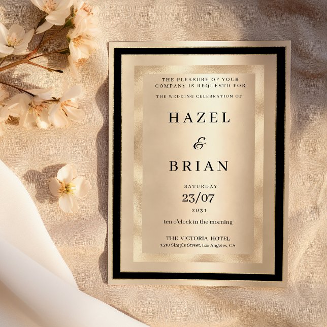 Convites Champagne Gold Black Glamour Luxury Wedding (Champagne Gold Black Glamour Luxury Wedding)