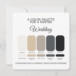 Convites Champagne Gold Black Winter Wedding Palette Card