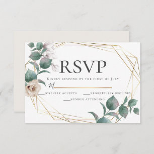 Convites Champagne Ivory Peony Wedding RSVP Botânica
