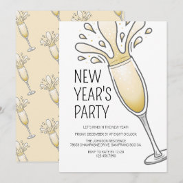 Convites Champagne para Festa de Ano Novo