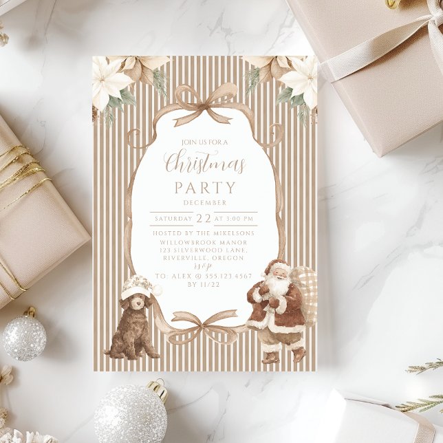 Convites Champagne Poinsettia Christmas (Criador carregado)