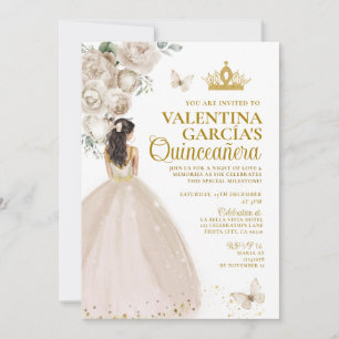 Convites Champagne Quinceañera 15 Anos Flores Dourada Coroa