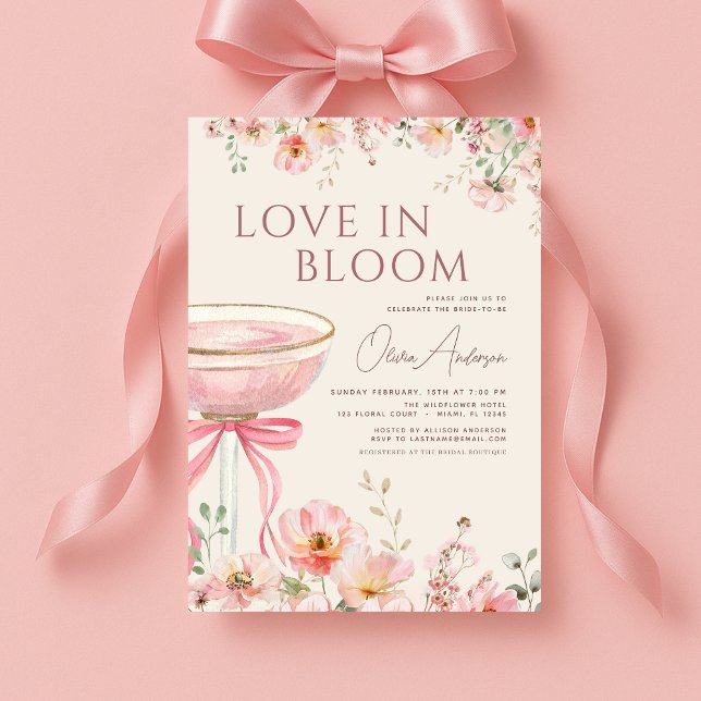 Convites Champagne Rosa Amor em Flor Chá de Noiva (Criador carregado)