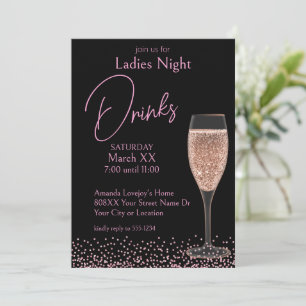 Convites Champagne Rosa em Bebidas da Noite das Senhoras Ne