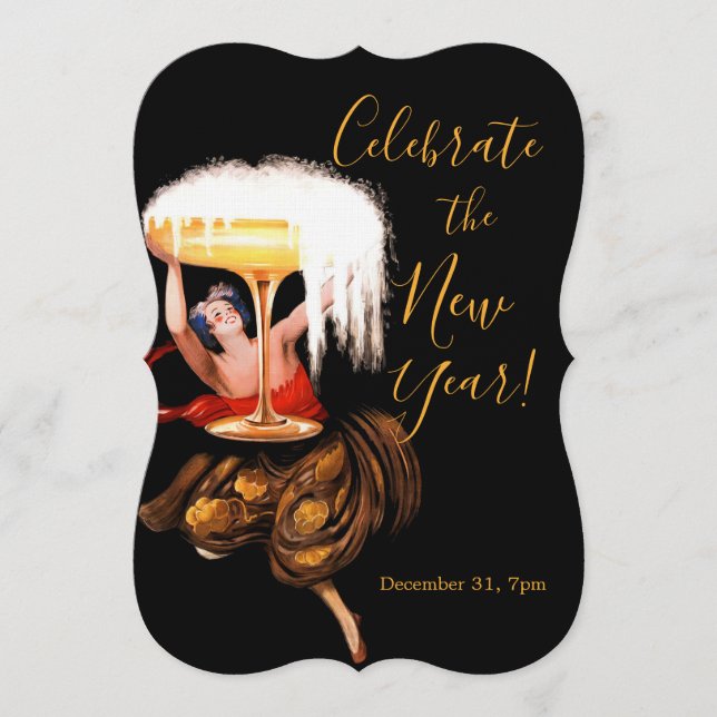 Convites Champagne Toast New Year  Invitation (Frente)