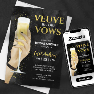 Convites Champagne Veuve Before Vows para Chá de Noiva