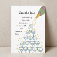Champagne Watercolor Whimsical Save Date