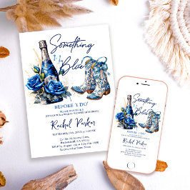 Convites Champagner Floral Something Blue Bridal Shower