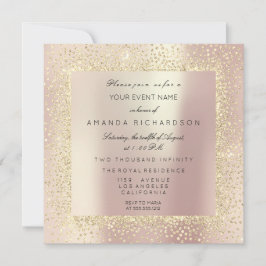 Convites Champaigne Sepia Dourada Glitter Confetti Rosa Pea