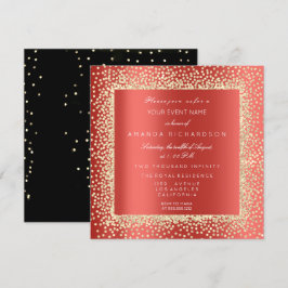 Convites Champaigne Sépia Dourado Glitter Confete Vermelho
