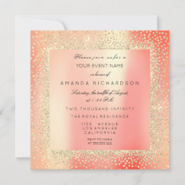 Convites Champaigne Sépia Glitter Confete Rosa Pêssego