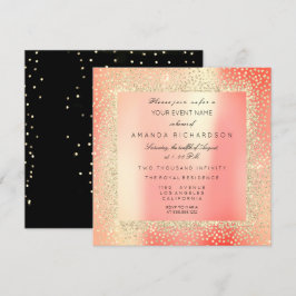 Convites Champaigne Sépia Glitter Confete Rosa Pêssego