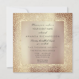 Convites Champaigne Sépia Glitter Confetti Rosa Glam