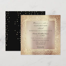 Convites Champaigne Sépia Glitter Confetti Rosa Glam