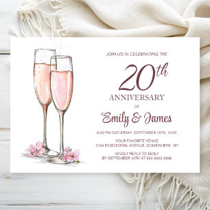Convites Champanhe de Aniversário de Casamento de 20
