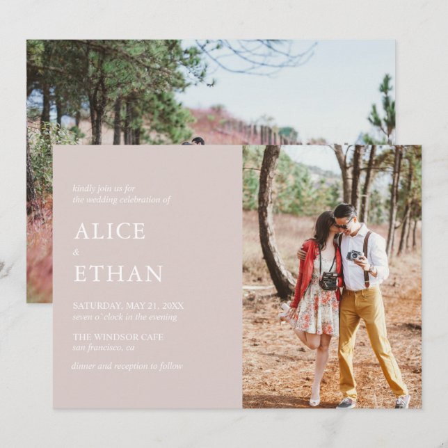 Convites Champanhe de Foto Moderno Simples (Frente/Verso)