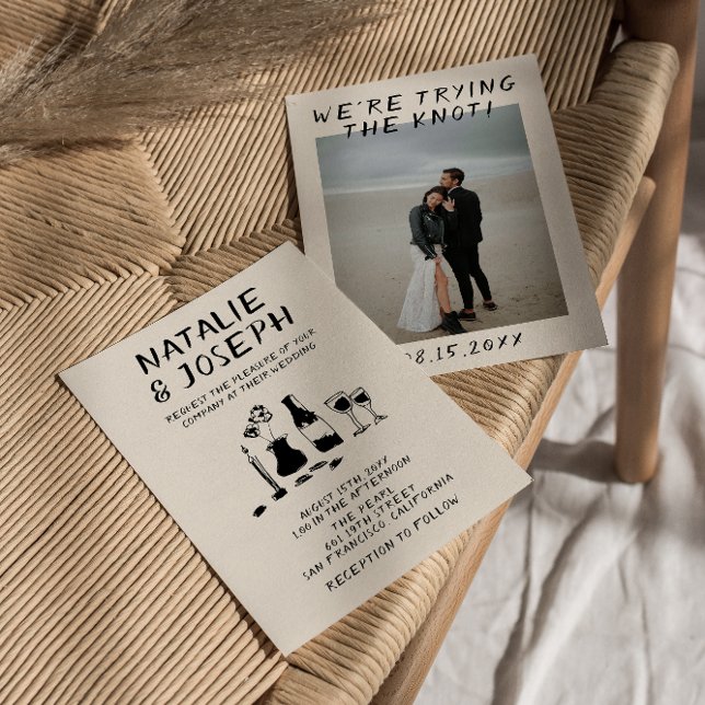 Convites Champanhe Desenhado À Mão Simples Casamento Fotogr (Criador carregado)