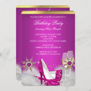 Convites Champanhe Dourado de Prata de Alto Calor, Rosa-Bri