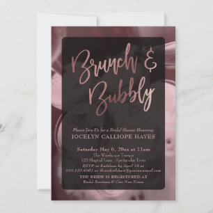 Convites Champanhe Dourado de rosa Brunch e Escrita manual