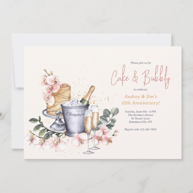 Convites Champanhe e Bolo (Frente)