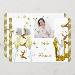 Convites Champanhe Elegante Fantástico 50 Heels Foto Dourad
