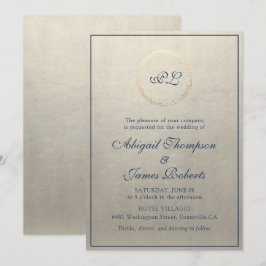 Convites Champanhe Elegante Monograma e Casamento Azul Mari