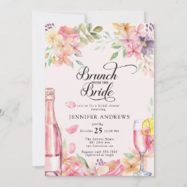 Convites Champanhe Floral | Brunch de Chá de Noiva