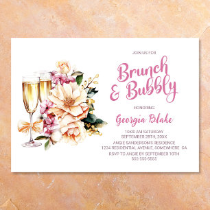 Convites Champanhe Floral Brunch e Bubble