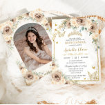 Convites Champanhe Floral Sweet 16 Quinceañera Foto<br><div class="desc">c) O Feliz Cat Studio</div>