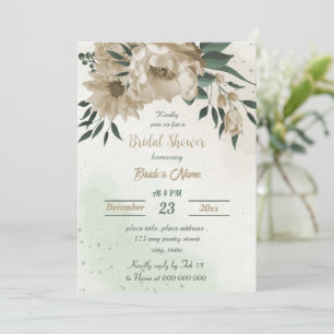 Convites champanhe flores chá de panela verde