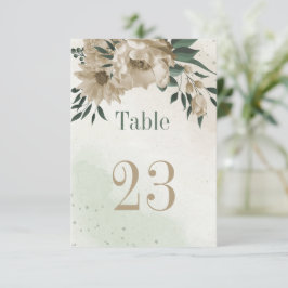 Convites champanhe flores verde-botânico número da mesa