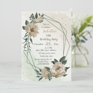 Convites champanhe floresce aniversário verde