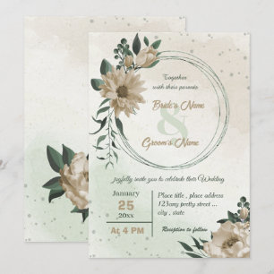 Convites champanhe floresce casamento verde
