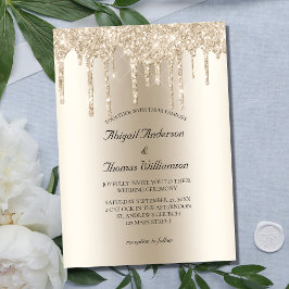 Convites Champanhe Glitter Trendy Elegant Weding