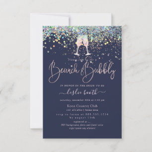 Convites Champanhe Holográfico Confetti Brunch+Borracha Ro