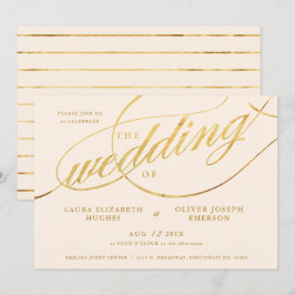 Convites Champanhe Moderno Único e Casamento de Script Dour