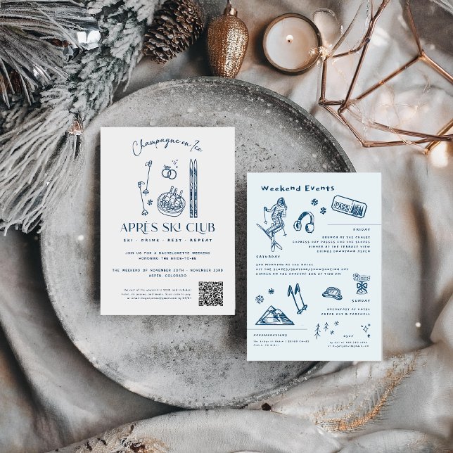 Convites Champanhe no gelo | Après Ski Winter Bachelorette (Criador carregado)