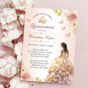 Convites Champanhe Princesa Vestida Quinceañera Aniversário