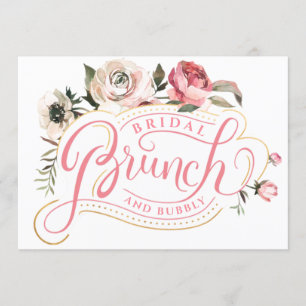 Convites Champanhe Rosa Brunch e Chá de panela