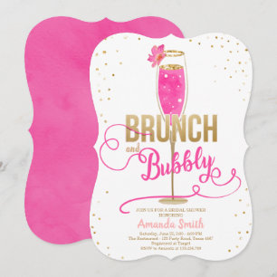 Convites Champanhe Rosa Quente de Brunch e Chá de panela Bo