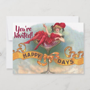 Convites Champanhe Vermelho Vitoriano Feliz